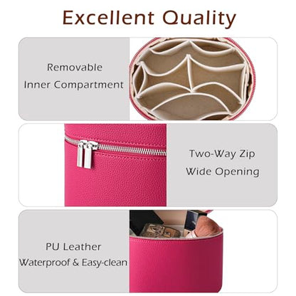 RSRSLEII Waterproof PU Leather Makeup Bag,Portable Toiletry Bag(05Hot Pink) - color: 05Hot Pink
