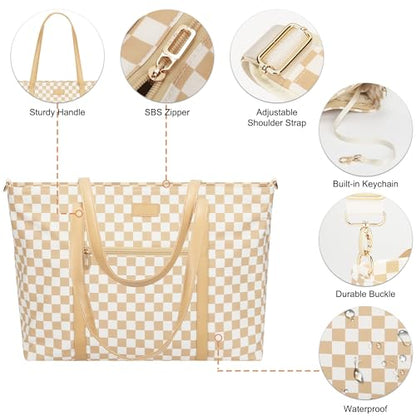 TANTO Laptop Tote Bag for Women 17 Inch, Canvas Computer Bag for College - color: A2-brown/Beige Canvas