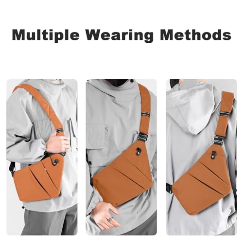 Anti Theft Travel Bag Sling Cross-body Bag Large Capacity - color: Brown, style: Left Shoulder