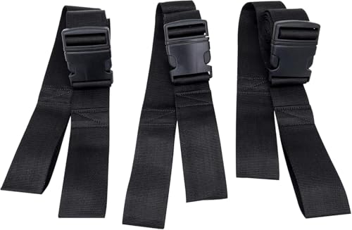 LINE2design Backboard Spine Board Straps - 5" Disposable Securing Straps with Loop Ends - Emergency Medical Board Adjustable Strap with Plastic Quick Safety Straps Release Buckle - Black - Pack of 3