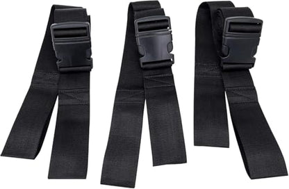 LINE2design Backboard Spine Board Straps - 5" Disposable Securing Straps with Loop Ends - Emergency Medical Board Adjustable Strap with Plastic Quick Safety Straps Release Buckle - Black - Pack of 3