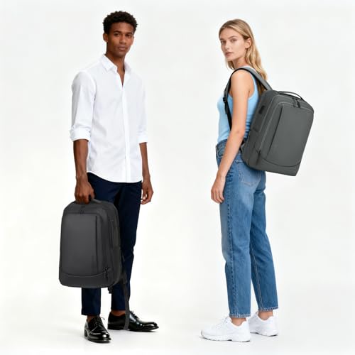 38L Travel Backpack 17" Laptop Backpack W/USB-C Port, Expandable Carry-On Bag, TSA Approved for Business College, Grey - color: Grey