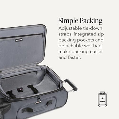 SWISSGEAR Sion Softside Expandable Spinner Luggage Durable Lightweight Travel Suitcase, Dark Grey, 2-Piece Set (Carry-On/Medium) - color: Dark Grey, size: 2-Piece Set (Carry-On/Medium)
