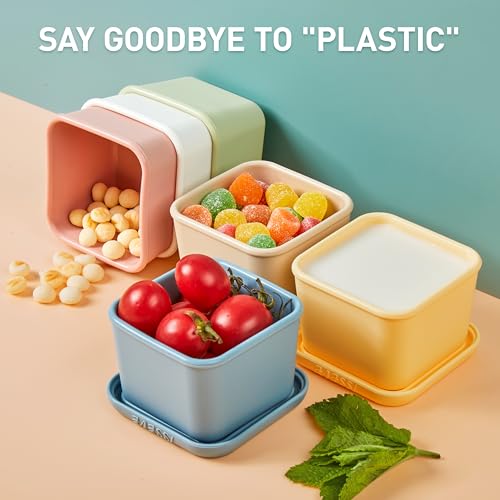 ISSEVE 8Pack 6oz Silicone Snack Containers for Kids with Lids, Reusable - size: 6oz-8pack