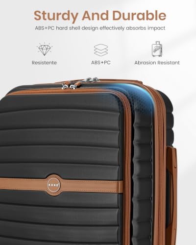 Kono Carry On luggage Airline Approved 20 Inch Apricot Black - color: Apricot Black, size: Carry-on 20-inch