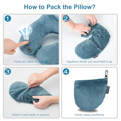 Keemall Inflatable Travel Neck Pillow for Airplane & Long Flights, 2 Pack - color: Grey-2 Pack, size: Medium