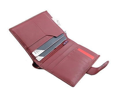 Genuine Sheep Leather Smart Family Size Passport Travel Wallet/Holder (ruby woo) - color: ruby woo