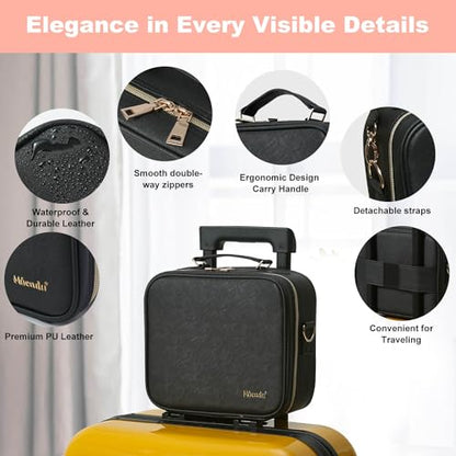Mocado Travel Makeup Bag with Mirror Travel Makeup Organizer Makeup Case - color: BLACK