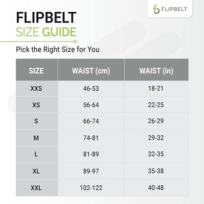 FlipBelt 지퍼 러닝 벨트, 피트니스 및 러닝용 허리 팩, 미국 회사 - color: 블랙., size: XS