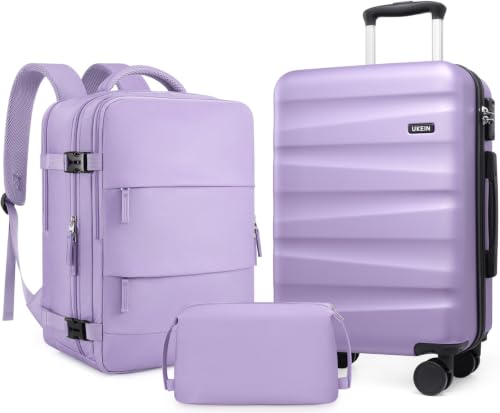 UKEIN Luggage Set with Backpack,Hardshell Carry On Luggage Airline Approved - color: Purple