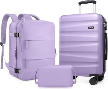 UKEIN Luggage Set with Backpack,Hardshell Carry On Luggage Airline Approved - color: Purple