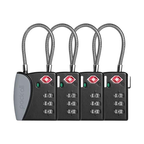 pack all TSA Approved Travel Luggage Locks, Resettable 3-Digit Code - color: Gray, size: 4 Pack