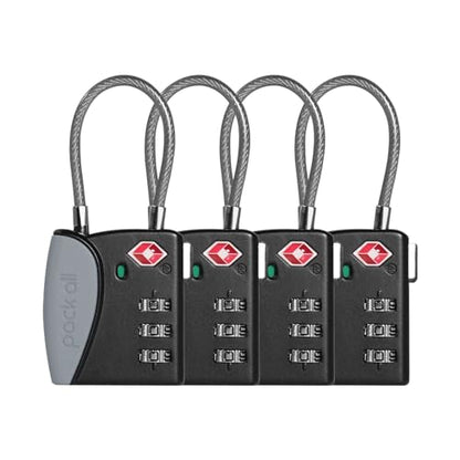 pack all TSA Approved Travel Luggage Locks, Resettable 3-Digit Code - color: Gray, size: 4 Pack