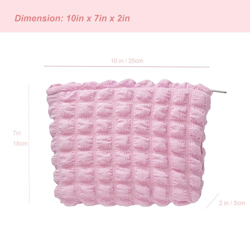 Flat Makeup Bag for Women,Zipper Cosmetic Pouch for Purse,Bubble Candy Pink - color: Bubble Candy Pink