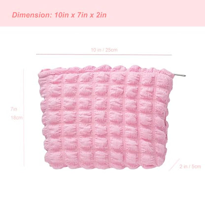 Flat Makeup Bag for Women,Zipper Cosmetic Pouch for Purse,Bubble Candy Pink - color: Bubble Candy Pink