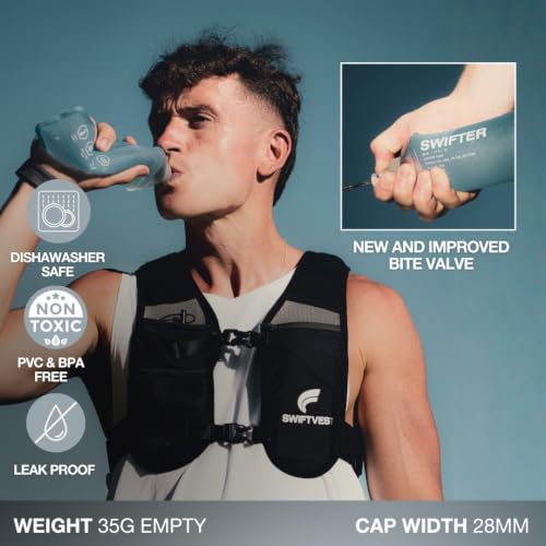 SWIFTER 2x Soft Flask 250ml | Running, Hiking, Cycling Hydration Flask | Collapsible, Leakproof, Reusable | Matt Finish, Sky Blue - size: 250ml (x2) (Standard Cap)