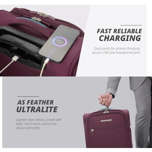 Verage Underseat Carry On Luggage with Wheels,14-Inch,Grape Red - color: Grape red, size: 14-Inch Compact Underseat