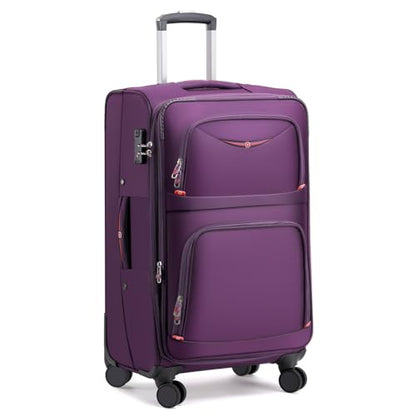 ROPLUS Softside Expandable Luggage with 4 Spinner Wheels, Durable Checked-Luggage Suitcase (Purple, 29-Inch) - color: Purple, size: 29-Inch