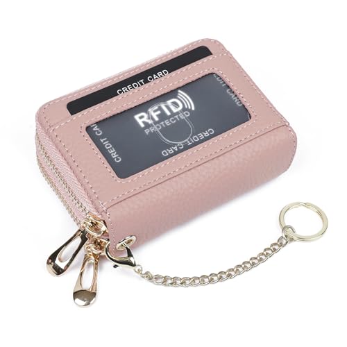 imeetu RFID Credit Card Holder, Small Card Wallet Women, Leather Card Case - color: Max - Pink, size: Max