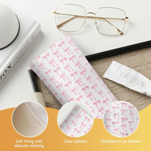 Soft Sunglasses Case for Women, PU Leather Squeeze Top Glasses Case - color: 12-cute Black Bow(2pcs)