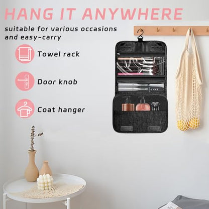 Toiletry Bag Travel Bag with Hanging Hook for Women and Men,Black - color: A-Black