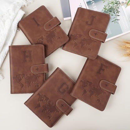 Passport Holder Wallet Cover Personalized Initial Travel Essentials - color: Brown, size: G