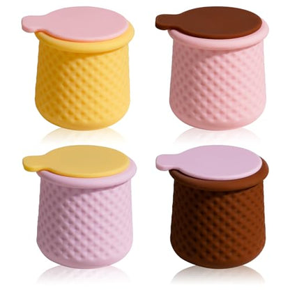 JPNK 4 Pack Silicone Travel Containers for Toiletries, TSA Approved 1.8oz Leak-Proof Cream Jars, BPA Free Cosmetic Containers with Lids for Face Hand Body Lotion, Cream