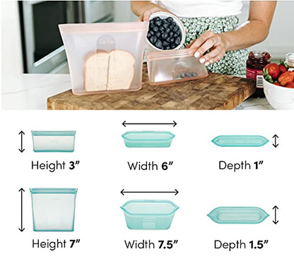 Zip Top Reusable Food Storage Bags | 2 Bag Set [Lavender] | Silicone Meal Prep Container | Microwave, Dishwasher and Freezer Safe | Made in the USA - color: Lavender, size: 2 Bag Set