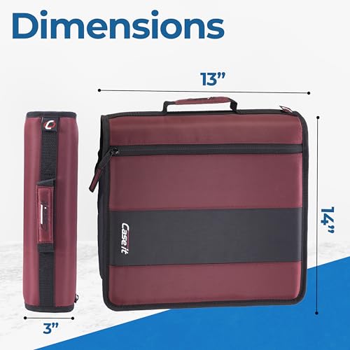 Case-it School Zipper Binder | 2-Inch O-Rings | 350-Sheet | D-251 Burgundy - color: Burgundy, size: 6 Pack