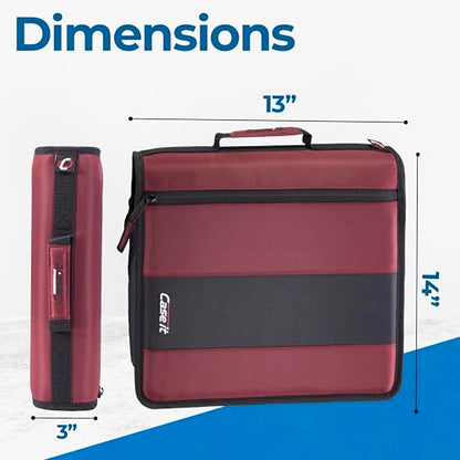 Case-it School Zipper Binder | 2-Inch O-Rings | 350-Sheet | D-251 Burgundy - color: Burgundy, size: 6 Pack