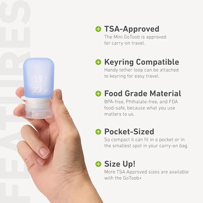 humangear GoToob 3-Pack, Mini (0.9 fl oz), Clear/Green/Blue - color: Clear/Green/Blue, size: 0.9 Ounces