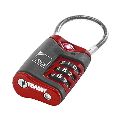 Lewis N. Clark TSA-Approved Combination Luggage Lock with Steel Cable (2-Pack), Red, One Size - color: Red, size: 2 Pack