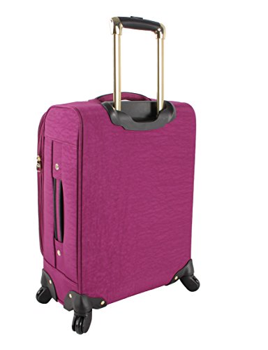 Steve Madden Designer Luggage Collection - 3 Piece Softside Expandable Lightweight Spinner Suitcase Set - Travel Set Includes an Under Seat Bag, 20-Inch Carry on and 28-Inch Checked Suitcase, - color: Peek-a-boo Purple