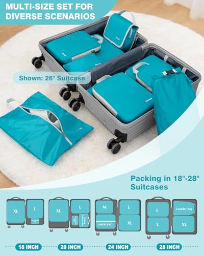 Gonex 10-Piece Compression Packing Cubes with Travel Organizer Set - color: 10-Blue, size: 10 Set