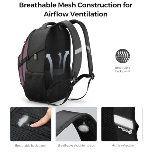 Swissdigital Design Laptop Backpack for Men with USB Charging Port SD803-85 - color: Light Purple/Black