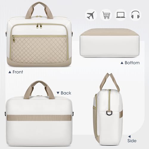 NEWHEY Laptop Bag 17.3 Inch Laptop Briefcase for Women Large Computer Bag - color: Khaki&beige, size: 17 inch