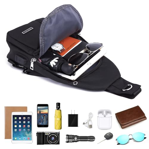 Seoky Rop Small Sling Bag Crossbody for Men Women One Strap Shoulder Cross Body Bag Sling Backpack for Travel - color: Black