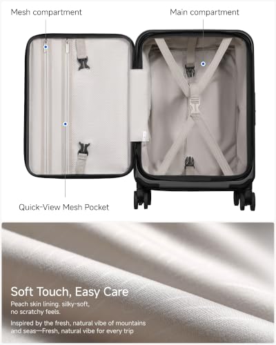 LUGGEX Top Opening Expandable Carry On Luggage, Silver Grey, 20" - color: Silver Grey, size: 20 Inch Expandable