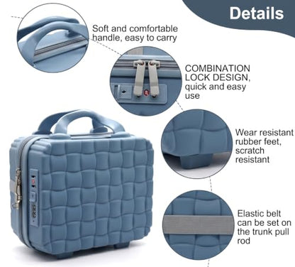 10" Hard Shell Travel Makeup Case with Lock, Blue - color: Blue