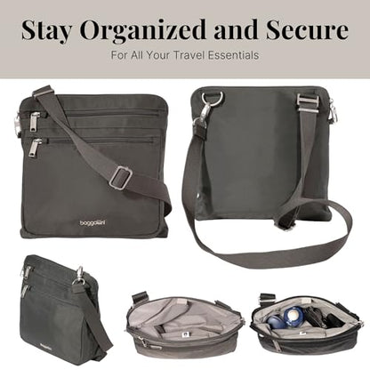 Baggallini Securtex Anti-Theft Large Crossbody - color: Charcoal