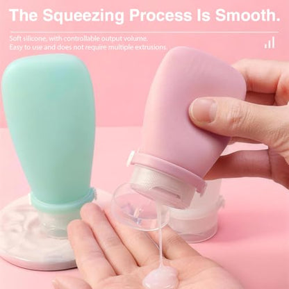 4 Pack 30ML/1OZ Colorful Silicone Travel Bottles with Locking Lid Refillable Leak-Proof Squeeze Bottle Cosmetic Storage Containers Vials for Lotion Toiletries