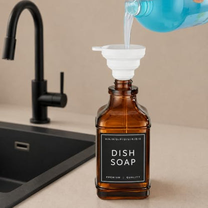 Amber Glass Soap Dispesner Set 2 16.9oz Kitchen Sink Luxury Bathroom Decor - color: Dm2647-brown