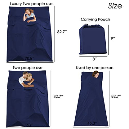 Sleeping Bag Liner, Camping Travel Home Bed Sheet Compact Sacks - color: Navy, size: 63*82.7"