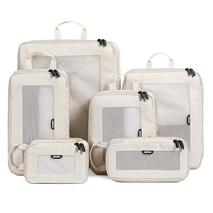 EPICKA TripCozy Compression Packing Cubes, 6 Set, Beige - color: Beige, size: Set of 6