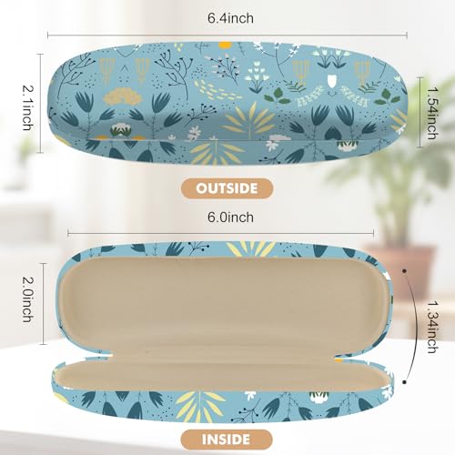 Glasses Case Hard Shell,Portable Protective Eyeglasses Case, Eyeglass Holder Box with Cleaning Cloth,for Women Men - color: Blue Flower