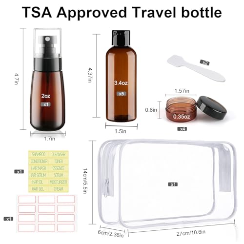 10 Pack 3.4oz Pre-print Brown Travel Bottles for Toiletries - color: C-Amber