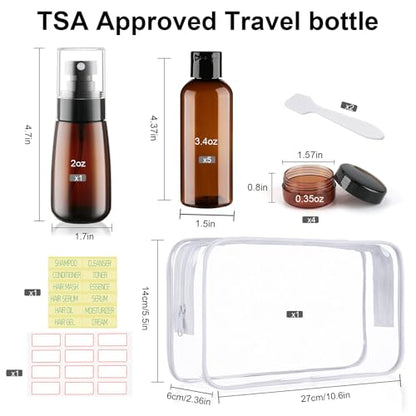 10 Pack 3.4oz Pre-print Brown Travel Bottles for Toiletries - color: C-Amber