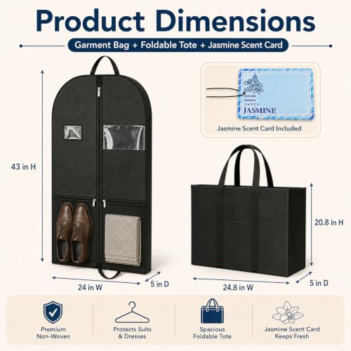 43-Inch Mens Hanging Garment Bag with ID Holder And Rear Zip Pocket - style: Garmentbag 43INCH 1 pack