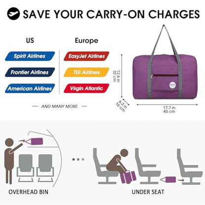 WANDF Personal Item Travel Bag, Carry On Duffle Bag Women - color: Denim Purple