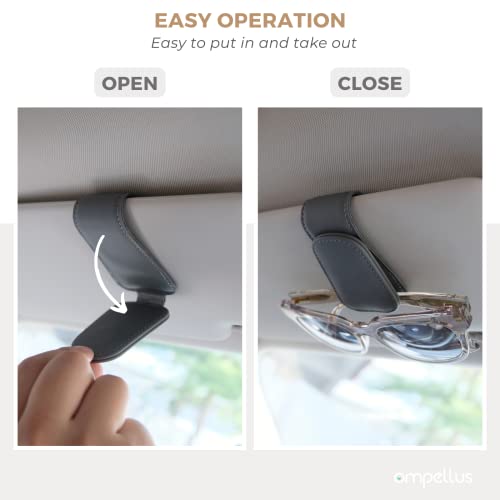 Magnetic Leather Car Sunglass Holder, Visor Sunglasses Holder Clip, 1 Pack - color: Black